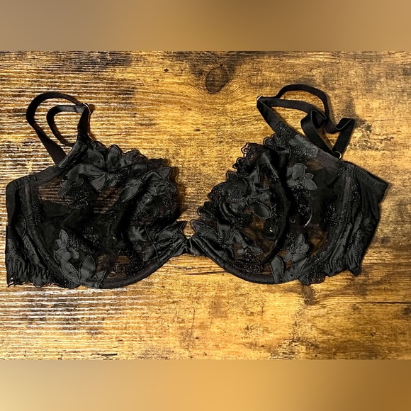 Victorias Secret Unlined Plunge Bra 36DD - Black - Picture 2 of 4